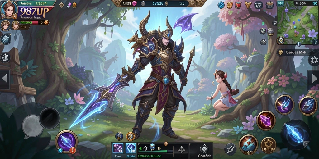 Screenshot 987UP menampilkan aksi pertarungan yang seru dalam RPG.