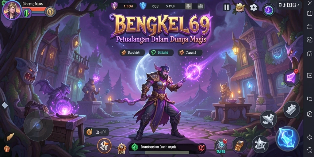 Screenshot BENGKEL69 menampilkan pertarungan epik di dunia magis.
