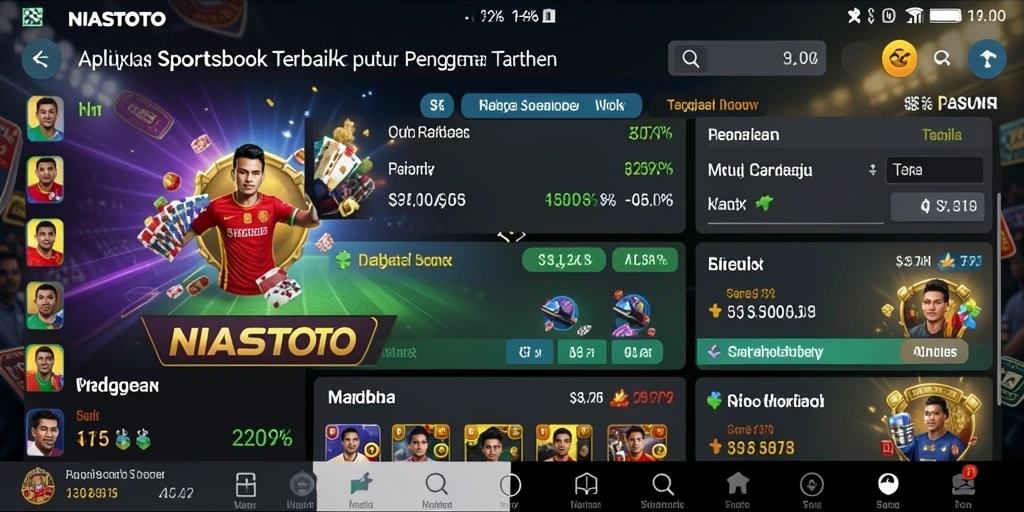 Tampilan utama aplikasi NIASTOTO dengan fitur taruhan olahraga.