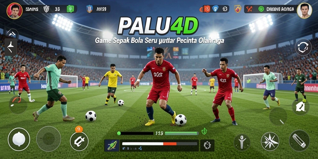 Screenshot gameplay PALU4D menampilkan aksi seru di lapangan sepak bola.