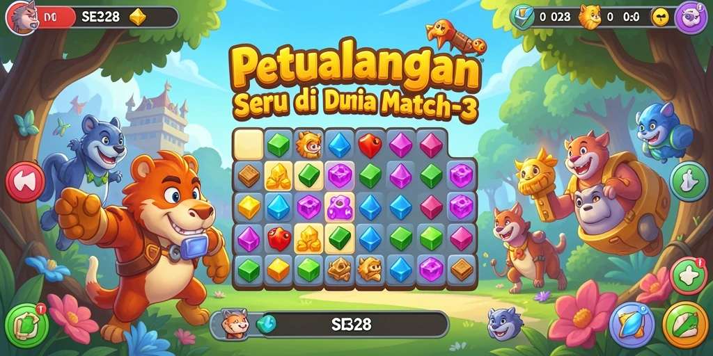 Tampilan gameplay seru SE328 dengan kombinasi Match-3 yang menantang.