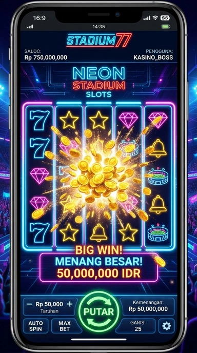 Proses unduh aplikasi dalam aplikasi stadium77 yang sederhana.